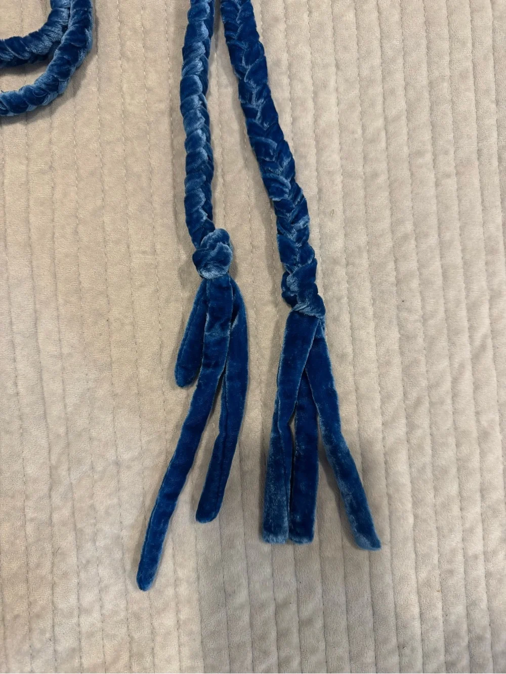 RHODE Royal Blue Velvet Braided Tie Belt for Ella Dress